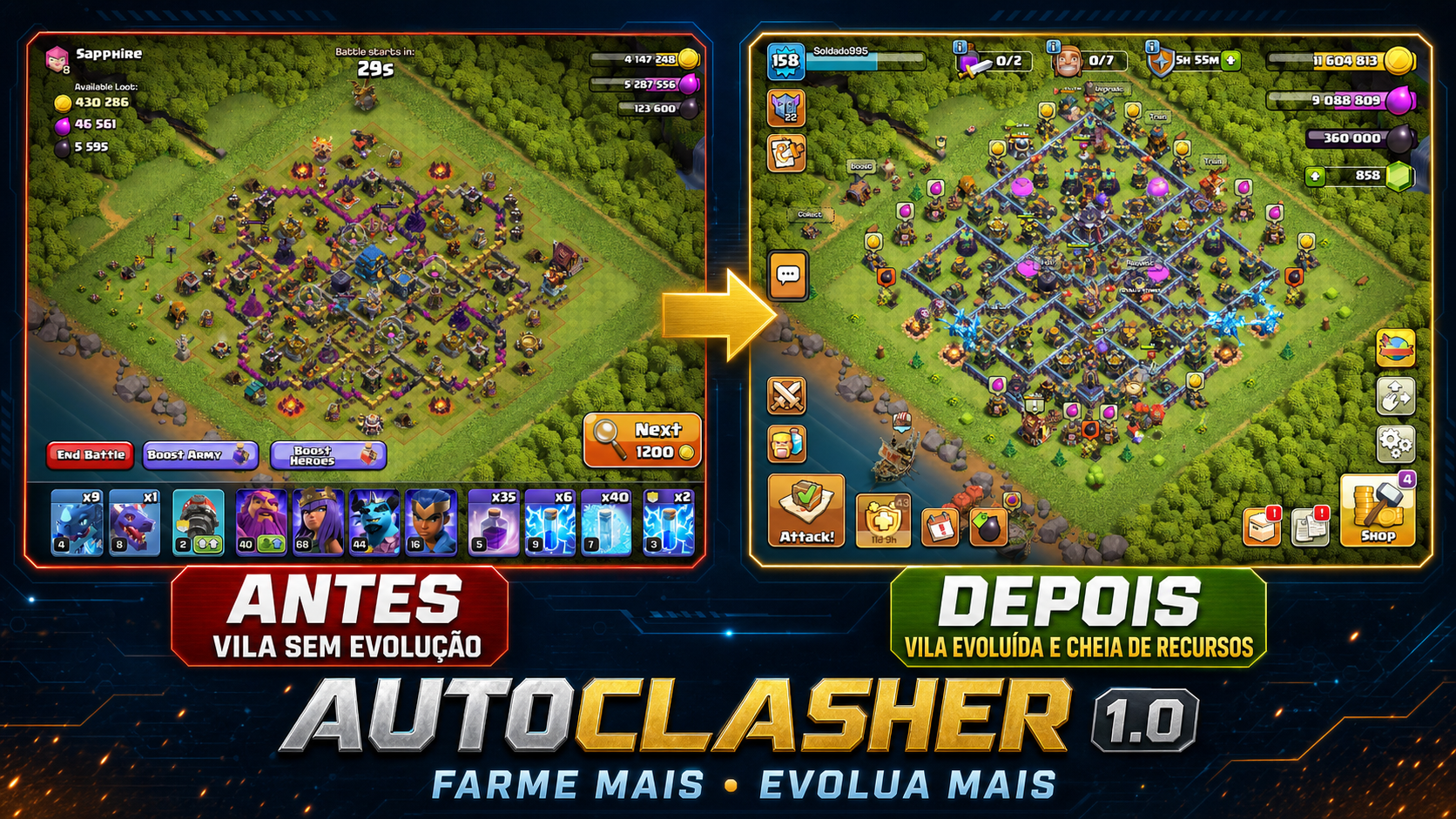 Real Clash of Clans village progression comparison